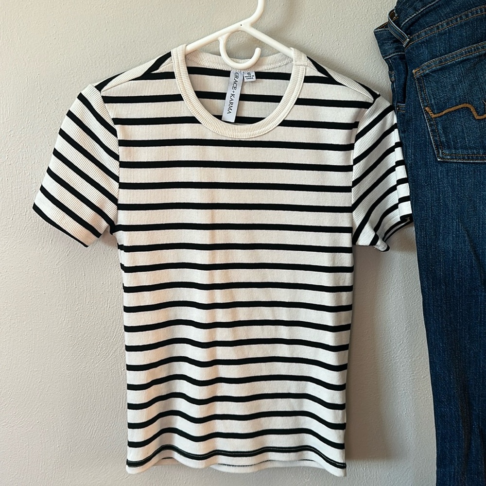 Brand New Small Black Striped Shirt